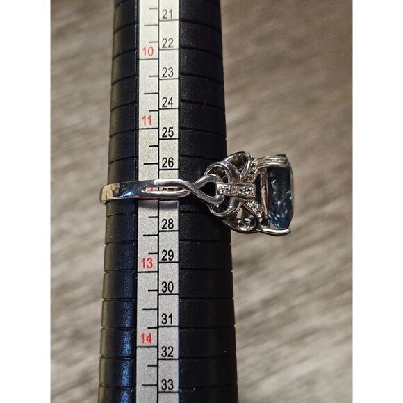 925 Sterling Silver London Blue Topaz Size 12 Ring - 6.78g - Picture 2 of 5
